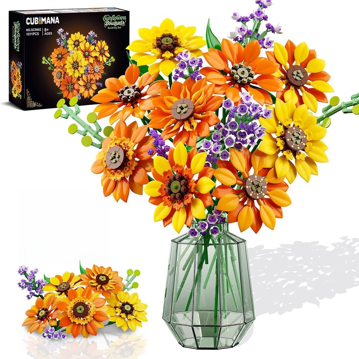 Re-Ment Pure Flower Sunflower セット Sunflower Bouquet Building Set with LED Lights – cubimanatoys