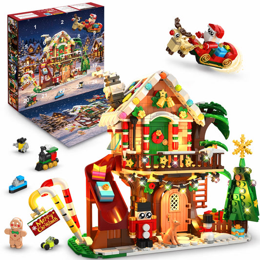 SIMARRANT Christmas Treehouse Advent Calendar with LED Light