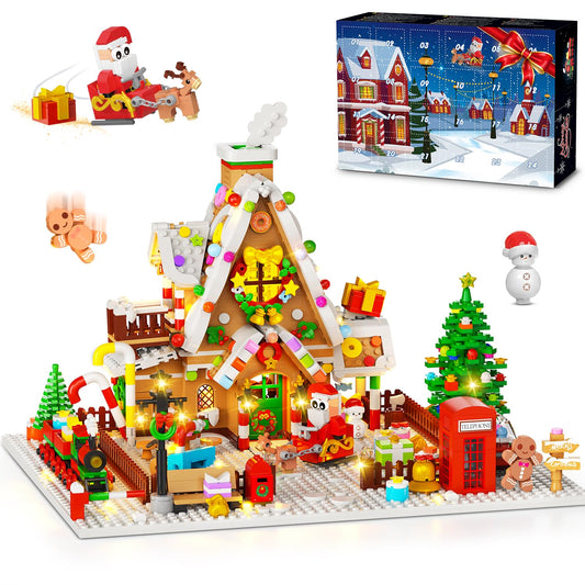 INSOON 2026 Gingerbread House Advent Calendar with Lights – 24-Day Mini Building Set, 1,642 Pieces, Ages 10+