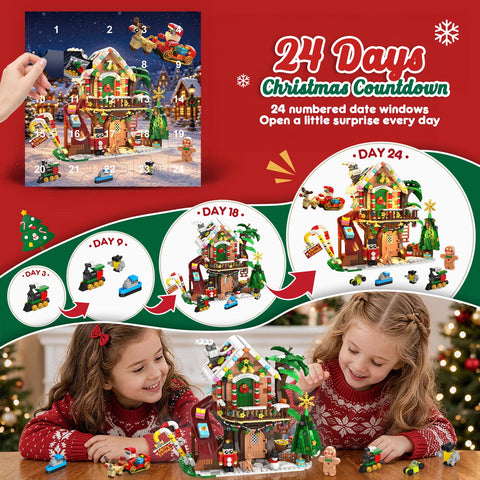 SIMARRANT Christmas Treehouse Advent Calendar with LED Light