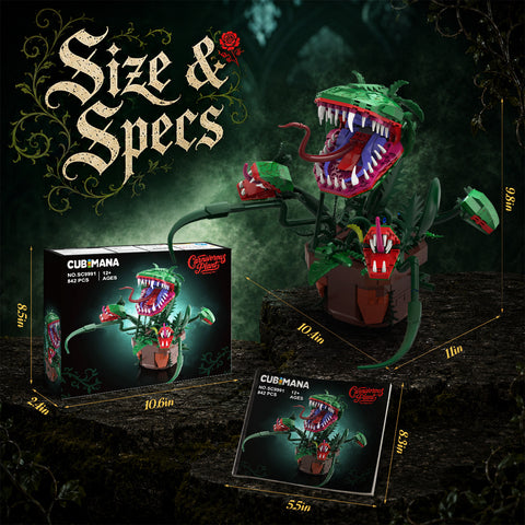 CUBIMANA Gear-Driven Carnivorous Plant Building Set – 842-Piece Interactive Moving Flower Model, Ages 12+