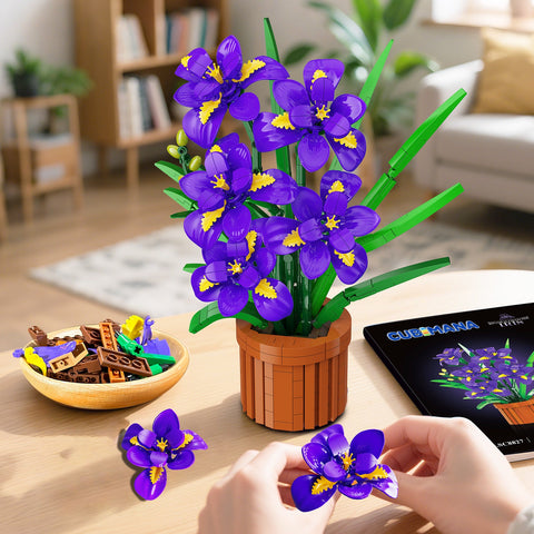 CUBIMANA Iris Bonsai Building Set | Purple Home Office Decor Gift