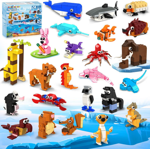 24 Pack Mini Animal Building Blocks, Easter Basket Fillers 1000PCS