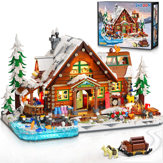 INSOON Lighted Winter Cabin Building Set