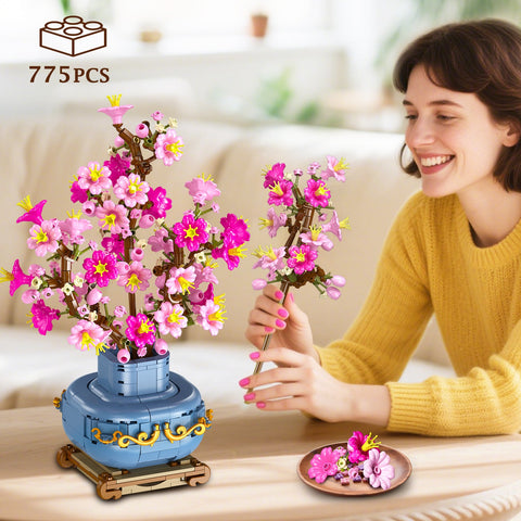 HOGOKIDS Cherry Blossom Bonsai Building Set, 2 in 1 Home Decor