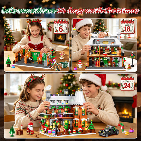 HOGOKIDS 2026 Victorian Christmas House Advent Calendar with Lights – 24-Day Countdown, 1,794 Mini Bricks