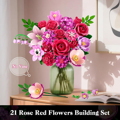 CUBIMANA Red Rose Building Kit | Valentine’s Day Gift for Her