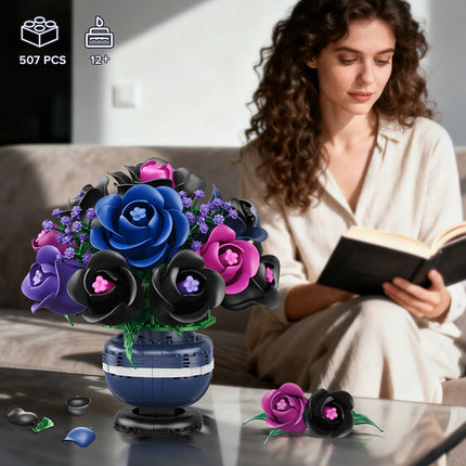 HiWEEGO Gothic Black Rose Bonsai Building Set