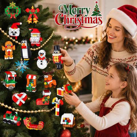 24-Pack Christmas Ornament Building Set – Hanging Holiday Decorations for Kids