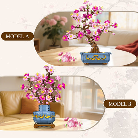 HOGOKIDS Cherry Blossom Bonsai Building Set, 2 in 1 Home Decor