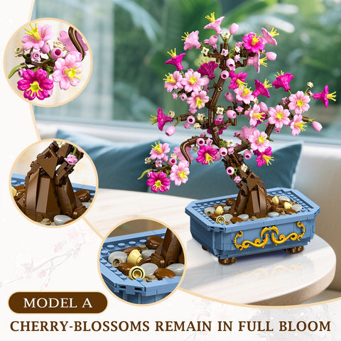 HOGOKIDS Cherry Blossom Bonsai Building Set, 2 in 1 Home Decor