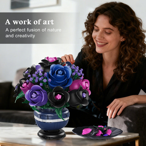 HiWEEGO Gothic Black Rose Bonsai Building Set