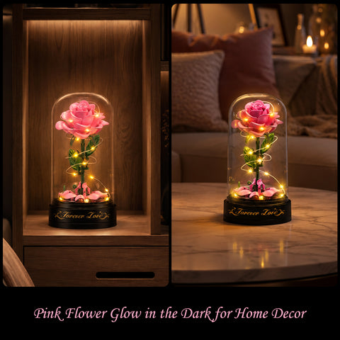 Rose Flower Building Set with Music Box and Display Dome