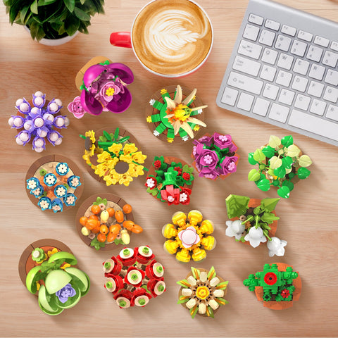 CUBIMANA 15 Pack Mini Succulents Building Set | Home Decor Gift