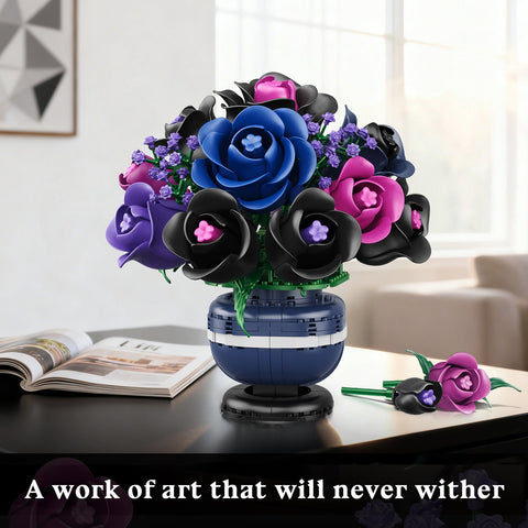 HiWEEGO Gothic Black Rose Bonsai Building Set