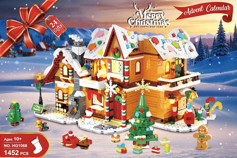 HOGOKIDS 2026 Gingerbread House Advent Calendar Building Set with Lights – 24-Day 3-in-1 Christmas Village, 1,452 Mini Bricks