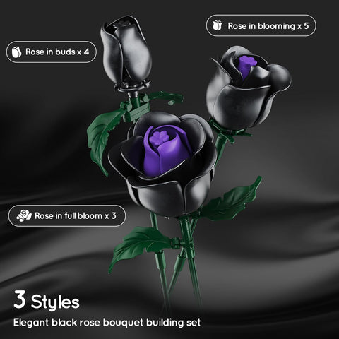 HOGOKIDS Black Rose Bouquet Building Set