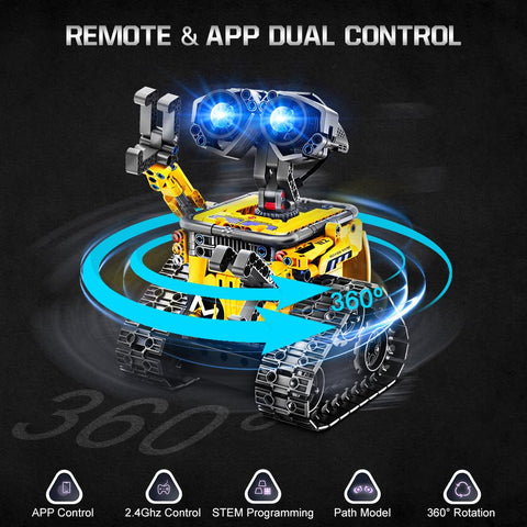 HOGOKIDS 5-in-1 RC Robot Building Set, Remote & APP Controlled STEM Toy