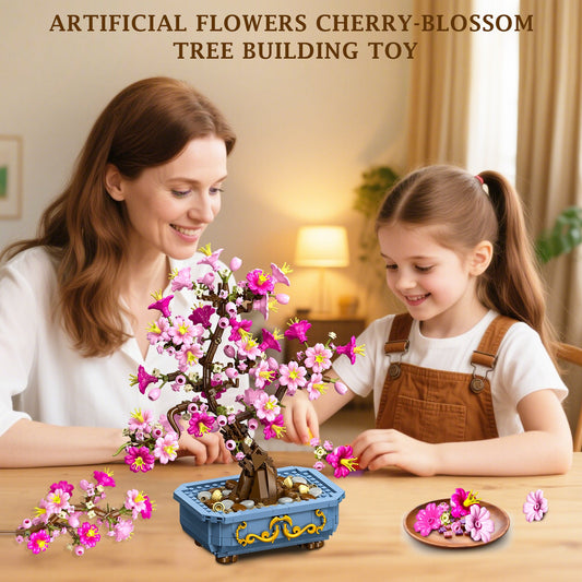 HOGOKIDS Cherry Blossom Bonsai Building Set, 2 in 1 Home Decor