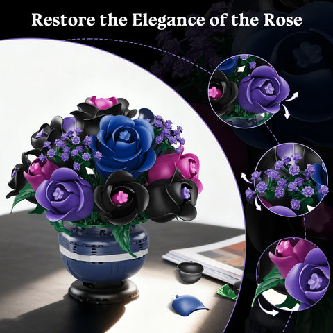 HiWEEGO Gothic Black Rose Bonsai Building Set