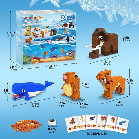 24 Pack Mini Animal Building Blocks, Easter Basket Fillers 1000PCS