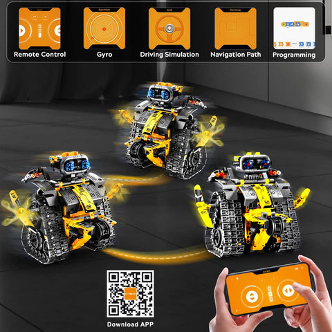 HOGOKIDS 5-in-1 RC Robot Building Set, Remote & APP Controlled STEM Toy
