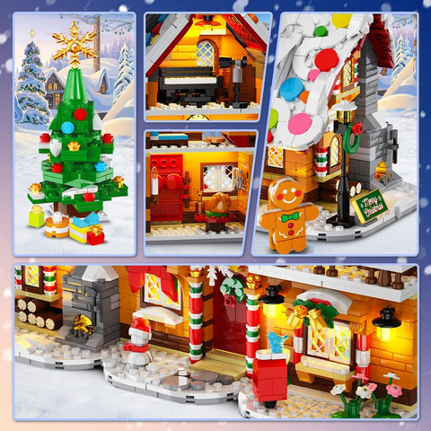 HOGOKIDS 2026 Gingerbread House Advent Calendar Building Set with Lights – 24-Day 3-in-1 Christmas Village, 1,452 Mini Bricks