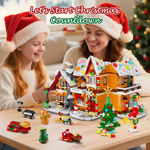 HOGOKIDS 2026 Gingerbread House Advent Calendar Building Set with Lights – 24-Day 3-in-1 Christmas Village, 1,452 Mini Bricks