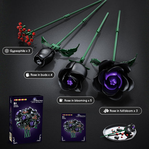 HOGOKIDS Black Rose Bouquet Building Set