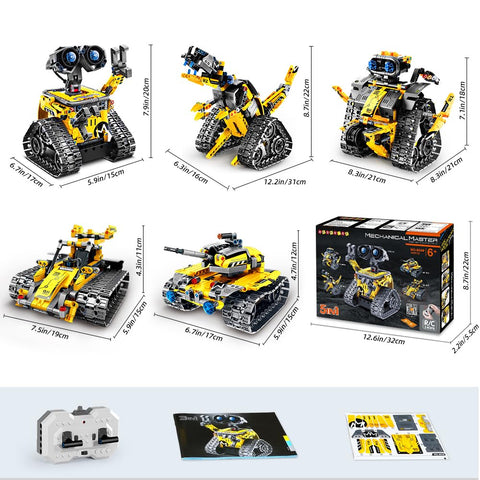 HOGOKIDS 5-in-1 RC Robot Building Set, Remote & APP Controlled STEM Toy