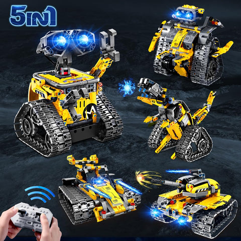 HOGOKIDS 5-in-1 RC Robot Building Set, Remote & APP Controlled STEM Toy