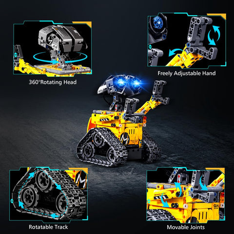 HOGOKIDS 5-in-1 RC Robot Building Set, Remote & APP Controlled STEM Toy
