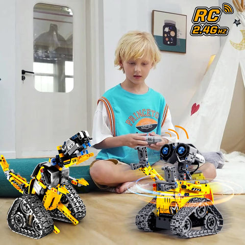 HOGOKIDS 5-in-1 RC Robot Building Set, Remote & APP Controlled STEM Toy