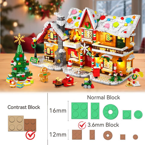 HOGOKIDS 2026 Gingerbread House Advent Calendar Building Set with Lights – 24-Day 3-in-1 Christmas Village, 1,452 Mini Bricks