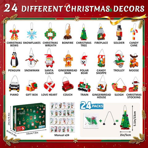 24-Pack Christmas Ornament Building Set – Hanging Holiday Decorations for Kids