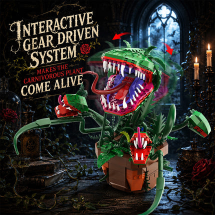 CUBIMANA Gear-Driven Carnivorous Plant Building Set – 842-Piece Interactive Moving Flower Model, Ages 12+
