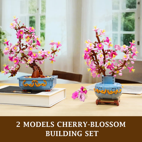 HOGOKIDS Cherry Blossom Bonsai Building Set, 2 in 1 Home Decor