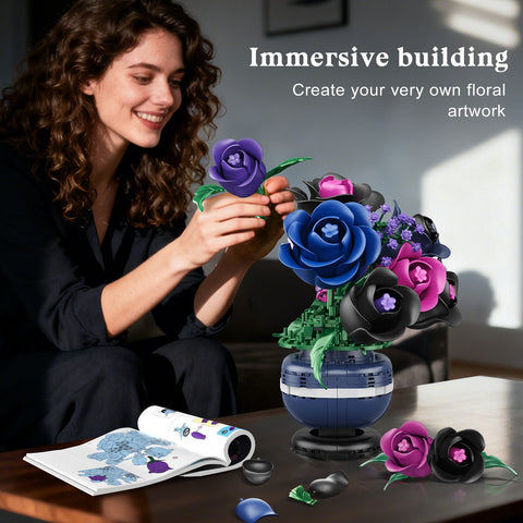 HiWEEGO Gothic Black Rose Bonsai Building Set