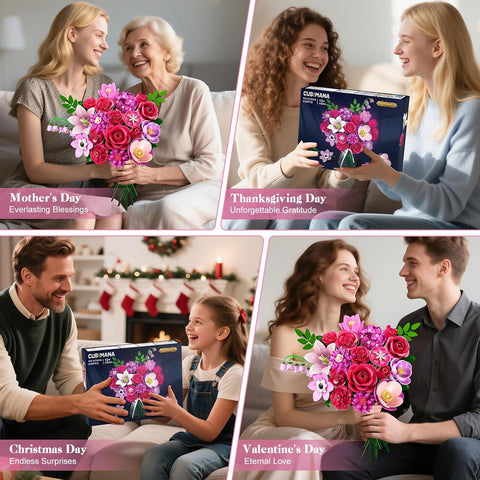 CUBIMANA Red Rose Building Kit | Valentine’s Day Gift for Her