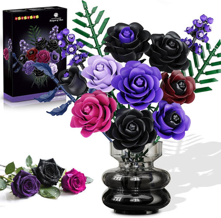 HOGOKIDS Purple Black Rose Bouquet Building Set