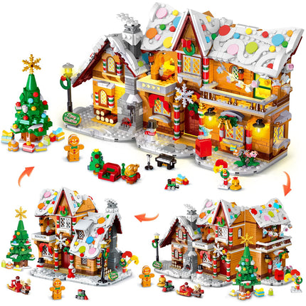 3-in-1 Gingerbread House Building Set with Lights – 1,477-Piece Christmas Village for Ages 8+