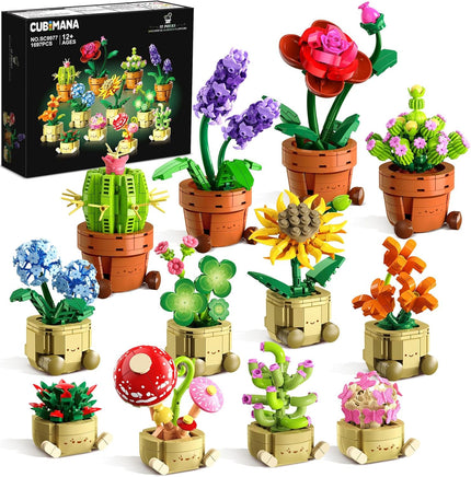 12 Pack Flowers Plants Mini Building Set - 1697PCS
