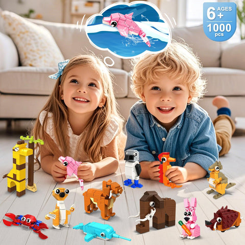 24 Pack Mini Animal Building Blocks, Easter Basket Fillers 1000PCS