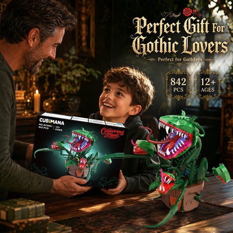 CUBIMANA Gear-Driven Carnivorous Plant Building Set – 842-Piece Interactive Moving Flower Model, Ages 12+