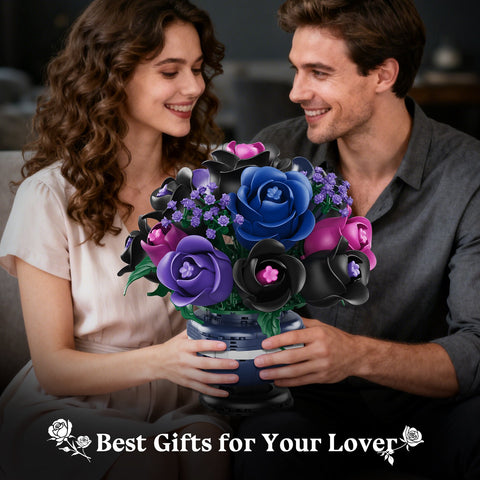 HiWEEGO Gothic Black Rose Bonsai Building Set
