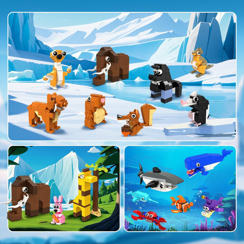 24 Pack Mini Animal Building Blocks, Easter Basket Fillers 1000PCS