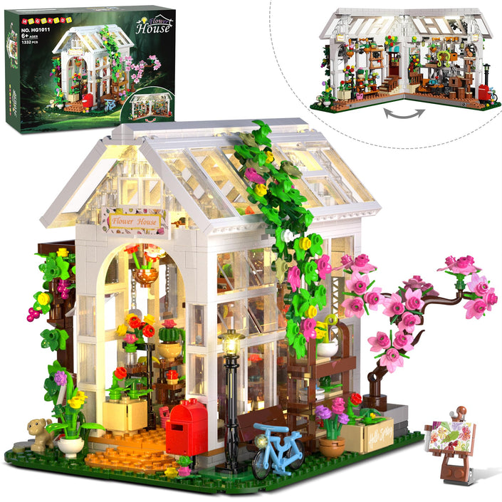 Flower Greenhouse Building Set with LED Light 1332PCS