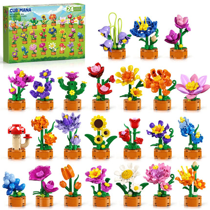 24 Pack Flowers Bouquets Party Favors for Kids Building Set - 962PCS