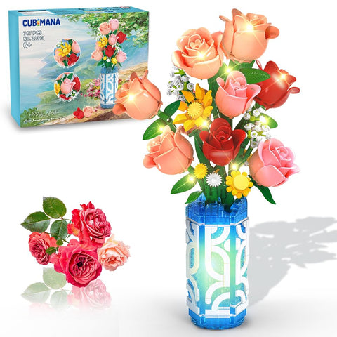 CUBIMANA Flowers Bouquet Building Set with LED | Mother’s Day Gift