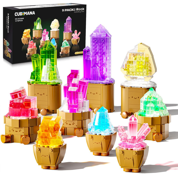 CUBIMANA Mineral Collection Building Blocks | LED Home Decor Gift